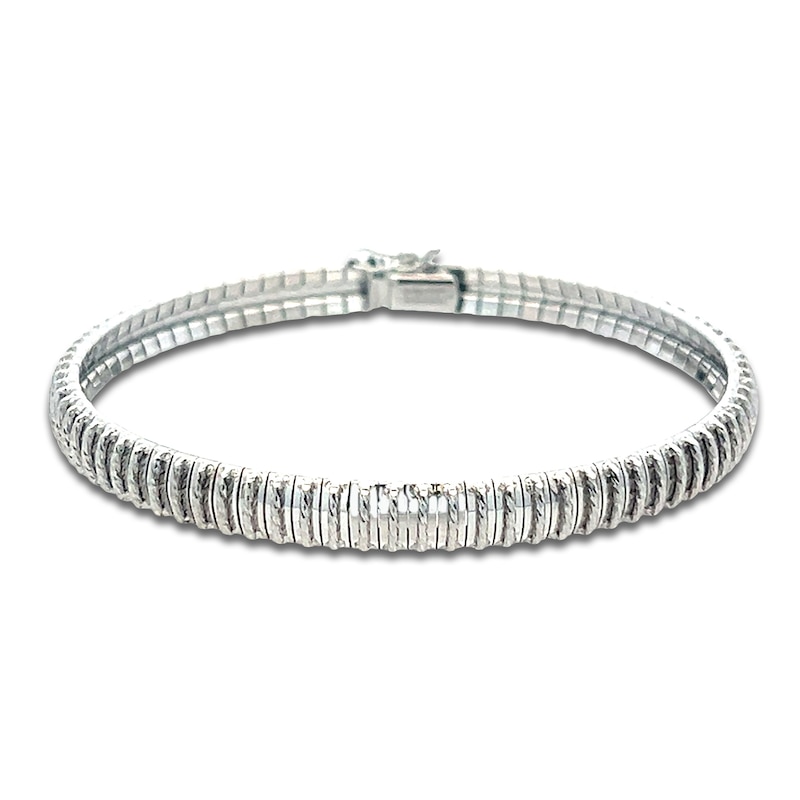 Main Image 1 of Italia D'Oro Diamond-Cut Domed Cleopatra Bracelet 14K White Gold 7&quot;