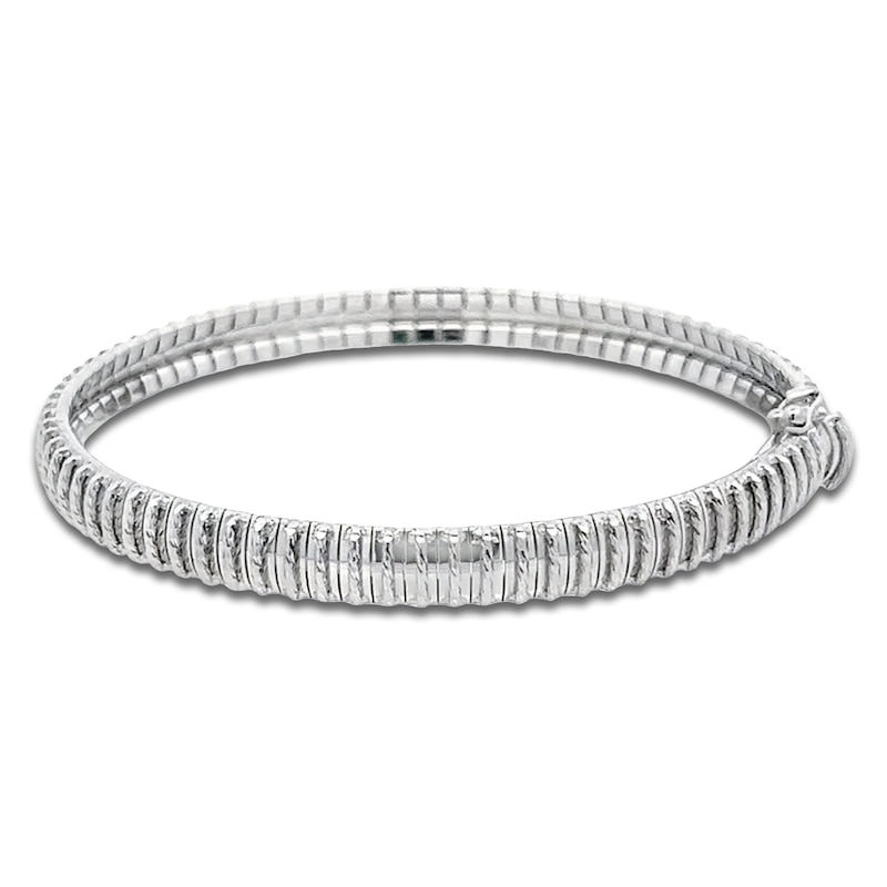 Main Image 2 of Italia D'Oro Diamond-Cut Domed Cleopatra Bracelet 14K White Gold 7&quot;