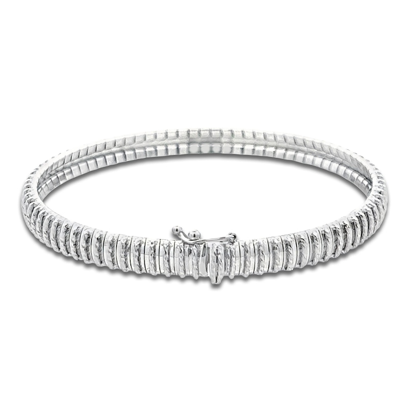 Main Image 3 of Italia D'Oro Diamond-Cut Domed Cleopatra Bracelet 14K White Gold 7&quot;