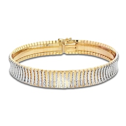 Italia D'Oro Diamond-Cut Concave Cleopatra Bracelet 14K Two-Tone Gold 7&quot;