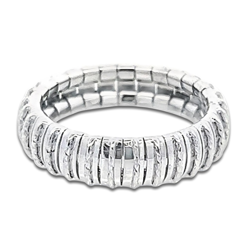 Main Image 1 of Italia D'Oro Diamond-Cut Domed Cleopatra Ring 14K White Gold