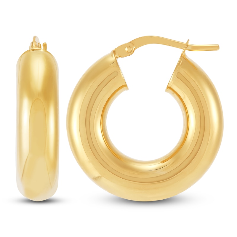 Main Image 3 of Tube Hoop Earrings 10K Yellow Gold 10mm