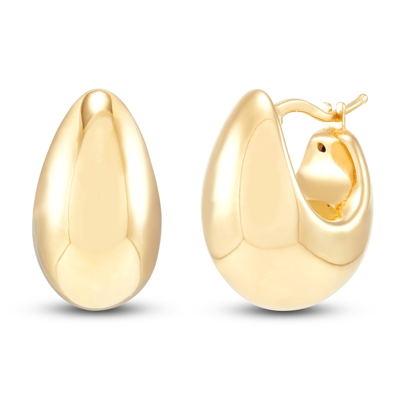 Chunky Round Hoop Earrings 14K Yellow Gold