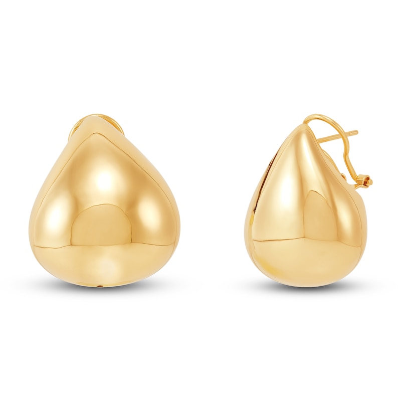 Puffed Teardrop Earrings 14K Yellow Gold