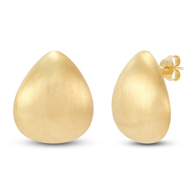 Main Image 2 of Italia D'Oro Hollow Domed Teardrop Stud Earrings 14K Yellow Gold