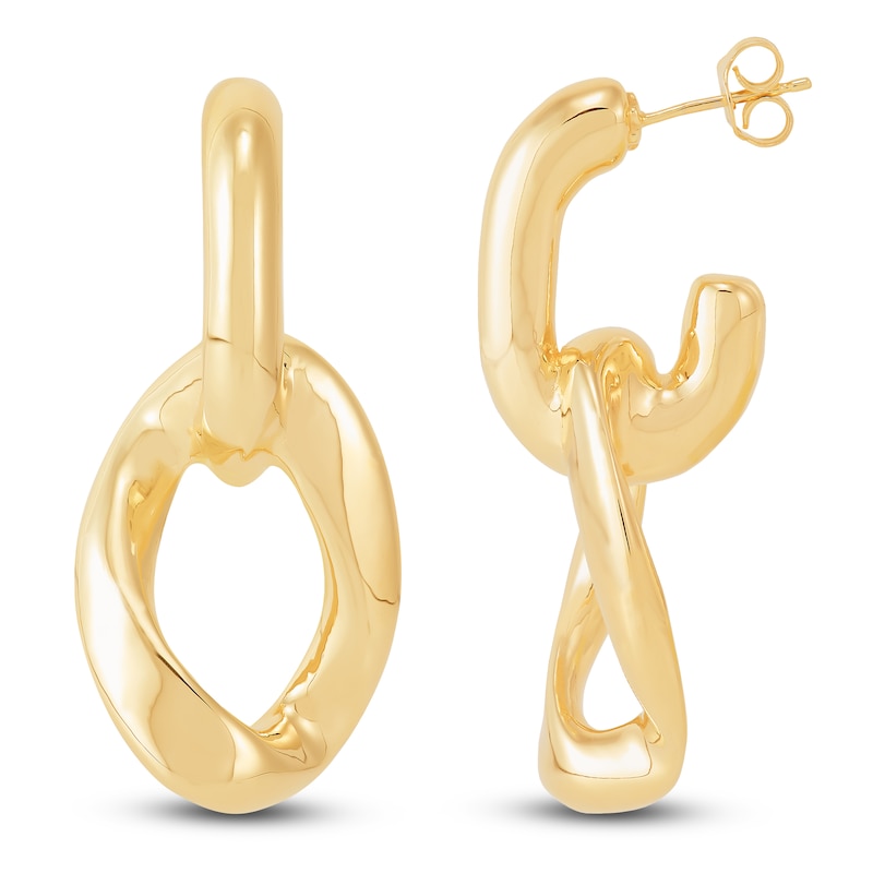 Main Image 1 of Twist Doorknocker Drop Earrings 14K Yellow Gold