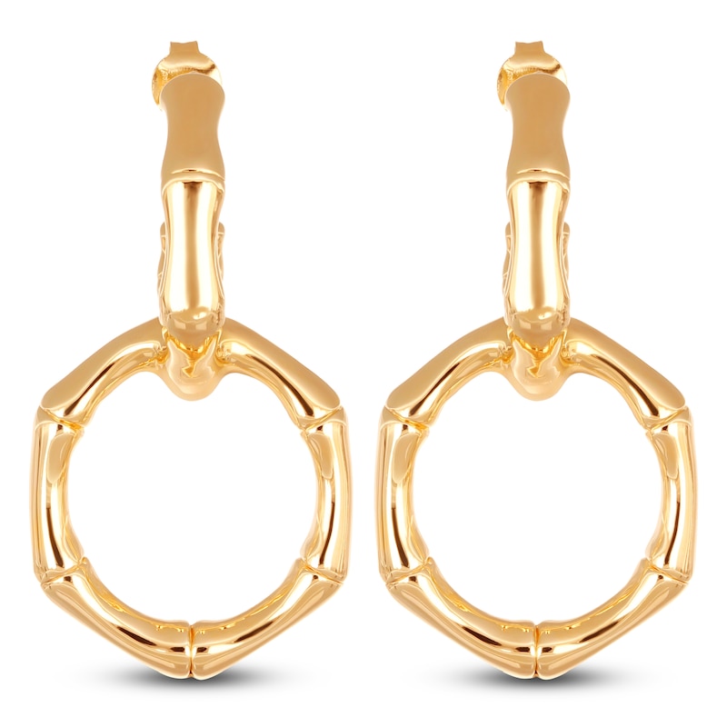 Main Image 1 of Italia D'Oro Bamboo Doorknocker Earrings 14K Yellow Gold