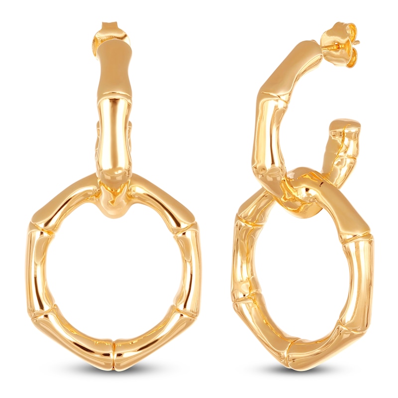 Main Image 3 of Italia D'Oro Bamboo Doorknocker Earrings 14K Yellow Gold