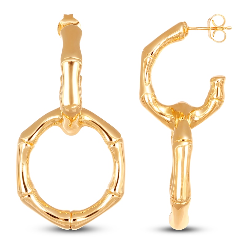 Main Image 4 of Italia D'Oro Bamboo Doorknocker Earrings 14K Yellow Gold