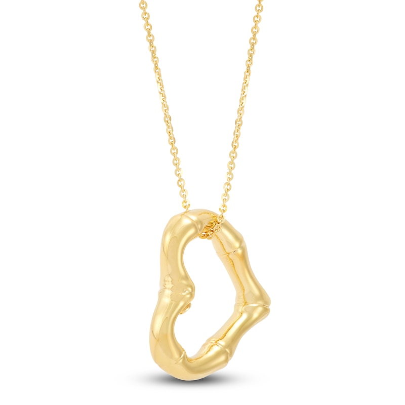 Italia D'Oro Bamboo Heart Necklace 14K Yellow Gold 18"