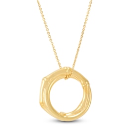 Italia D'Oro Bamboo Circle Necklace 14K Yellow Gold 18&quot;