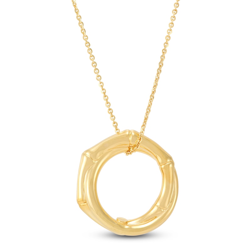 Italia D'Oro Bamboo Circle Necklace 14K Yellow Gold 18"