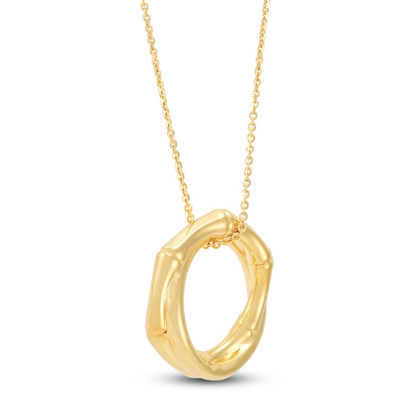 Italia D'Oro Bamboo Circle Necklace 14K Yellow Gold 18"