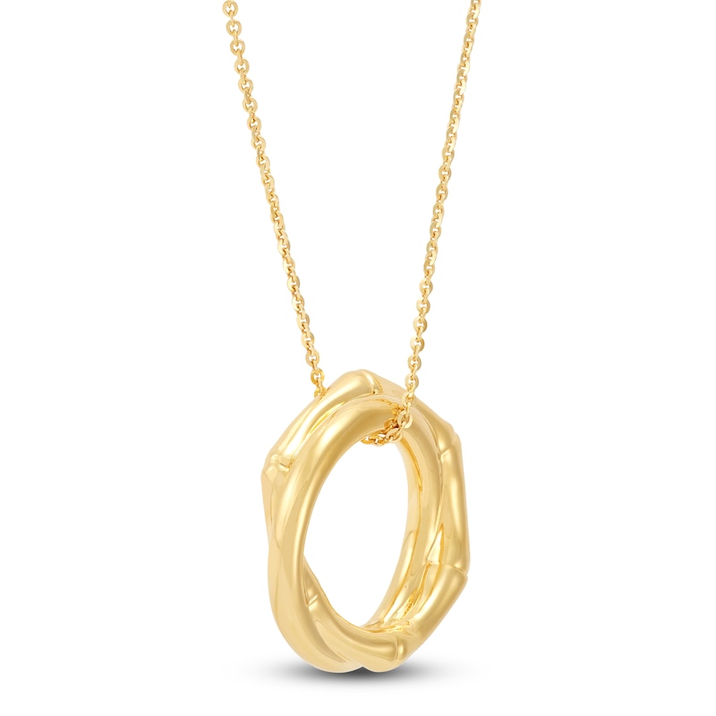 Italia D'Oro Bamboo Circle Necklace 14K Yellow Gold 18"