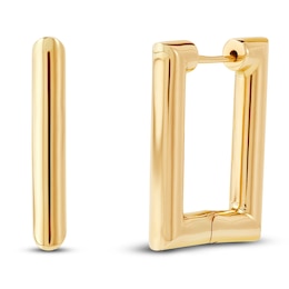 Rectangle Huggie Hoop Earrings 10K Yellow Gold 20 x 25mm