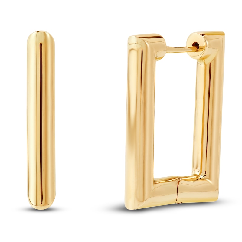 Rectangle Huggie Hoop Earrings 10K Yellow Gold 20 x 25mm