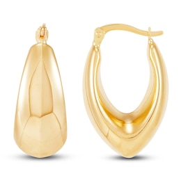 Tapered Puff Hoop Earrings 14K Yellow Gold