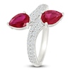 Thumbnail Image 2 of Pear-Shaped Lab-Created Ruby & White Lab-Created Sapphire Bypass Ring Sterling Silver