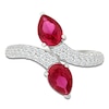 Thumbnail Image 3 of Pear-Shaped Lab-Created Ruby & White Lab-Created Sapphire Bypass Ring Sterling Silver