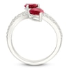 Thumbnail Image 4 of Pear-Shaped Lab-Created Ruby & White Lab-Created Sapphire Bypass Ring Sterling Silver