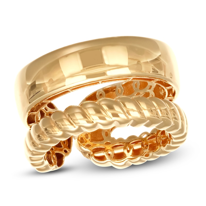 Italia D'Oro Two-Row Twist Cuff Ring 14K Yellow Gold