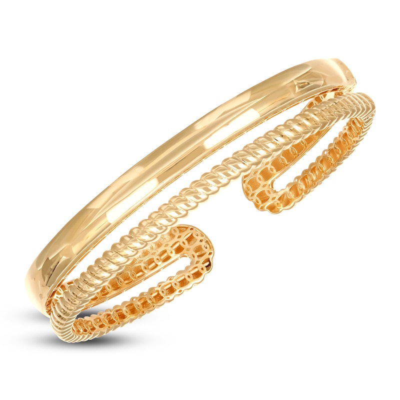 Main Image 2 of Italia D'Oro Two-Row Twist Cuff Bangle 14K Yellow Gold