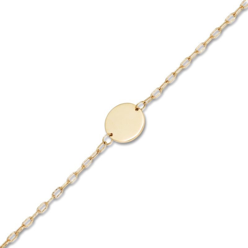 Main Image 3 of Engravable Disc Paperclip Chain Bracelet 14K Yellow Gold 7.25&quot;