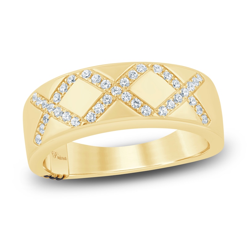 Main Image 1 of Pnina Tornai Men's Diamond X Wedding Band 1/3 ct tw 14K Yellow Gold