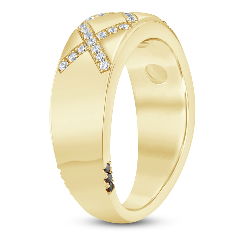 Main Image 2 of Pnina Tornai Men's Diamond X Wedding Band 1/3 ct tw 14K Yellow Gold