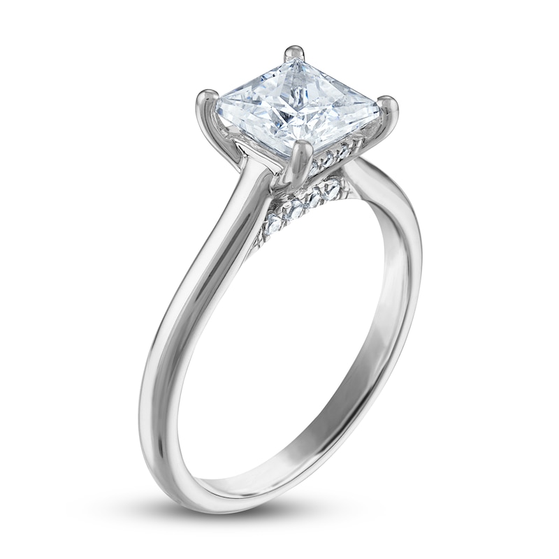 Main Image 2 of Lab-Created Diamond Solitaire Plus Engagement Ring 2 ct tw Princess Platinum (F/VS)