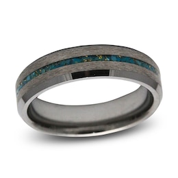 Men's Crushed Turquoise & 24K Gold Leaf Wedding Band Tungsten Carbide 6mm