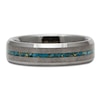 Thumbnail Image 2 of Men's Crushed Turquoise & 24K Gold Leaf Wedding Band Tungsten Carbide 6mm