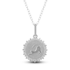 Thumbnail Image 1 of Diamond Stretching Cat Medallion Necklace 1/4 ct tw Sterling Silver 18&quot;