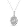 Thumbnail Image 2 of Diamond Stretching Cat Medallion Necklace 1/4 ct tw Sterling Silver 18&quot;