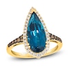 Thumbnail Image 1 of Le Vian Silhouette Elongated Pear-Shaped Natural Blue Topaz Ring 1/3 ct tw Diamonds 14K Honey Gold