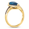 Thumbnail Image 2 of Le Vian Silhouette Elongated Pear-Shaped Natural Blue Topaz Ring 1/3 ct tw Diamonds 14K Honey Gold