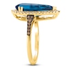 Thumbnail Image 3 of Le Vian Silhouette Elongated Pear-Shaped Natural Blue Topaz Ring 1/3 ct tw Diamonds 14K Honey Gold