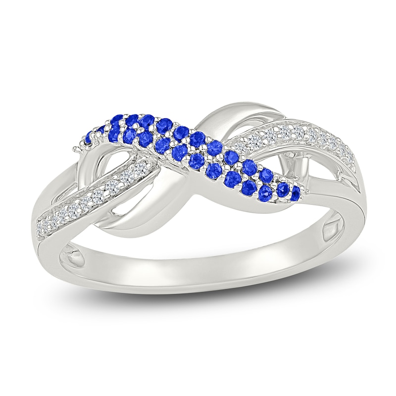 Blue & White Lab-Created Sapphire Infinity Ring Sterling Silver