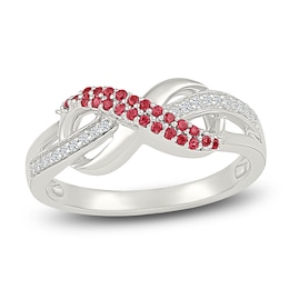 Lab-Created Ruby & White Lab-Created Sapphire Infinity Ring Sterling Silver