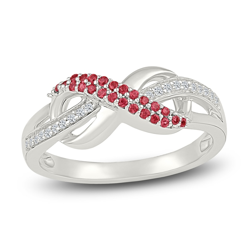 Lab-Created Ruby & White Sapphire Infinity Ring Sterling Silver