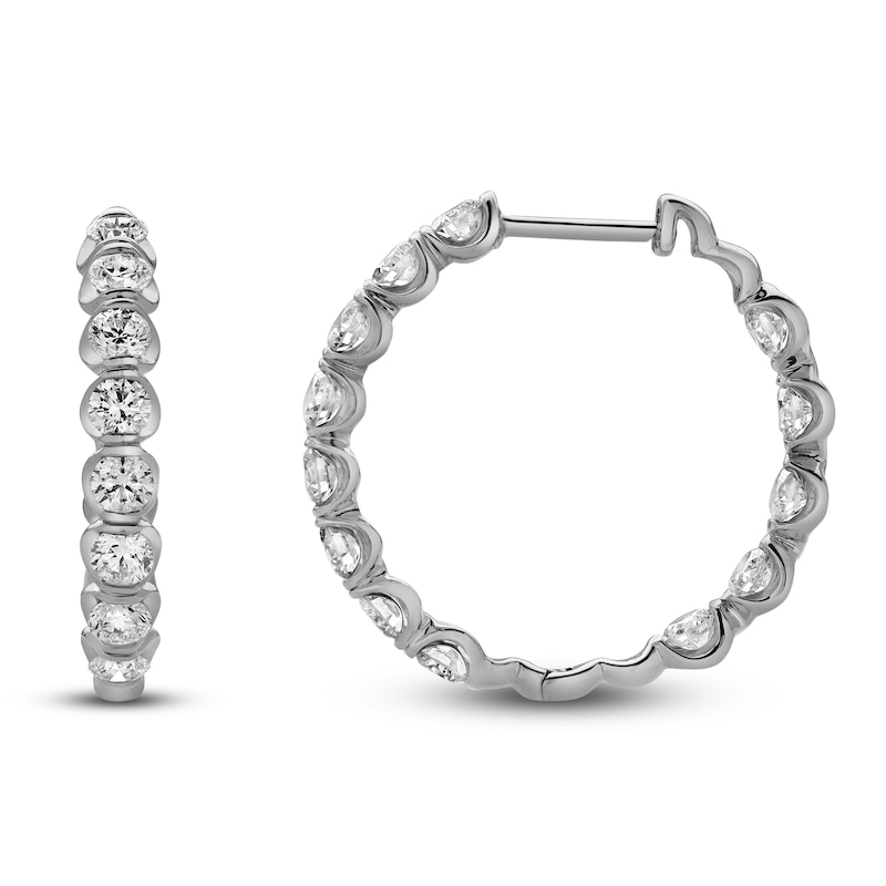 Main Image 3 of Blue Nile X Jared Diamond Inside-Out Hoop Earrings 2 ct tw 14K White Gold