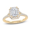 Thumbnail Image 1 of Emerald-Cut Lab-Created Diamond Halo Engagement Ring 1-1/8 ct tw 14K Yellow Gold