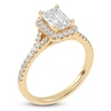 Thumbnail Image 2 of Emerald-Cut Lab-Created Diamond Halo Engagement Ring 1-1/8 ct tw 14K Yellow Gold