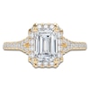 Thumbnail Image 3 of Emerald-Cut Lab-Created Diamond Halo Engagement Ring 1-1/8 ct tw 14K Yellow Gold