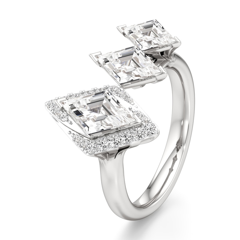 Main Image 4 of J'Lure Lozenge Step-Cut Lab-Created Diamond Engagement Ring 2-1/4 ct tw 18K White Gold