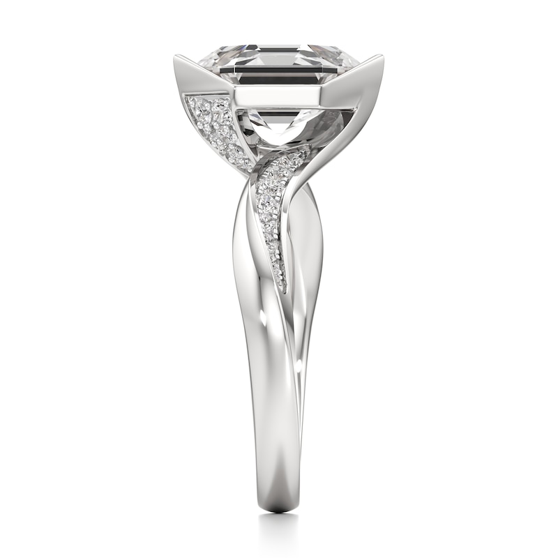 Main Image 3 of J'Lure Hexagon Step-Cut Lab-Created Diamond Bypass Engagement Ring 3-1/4 ct tw 18K White Gold