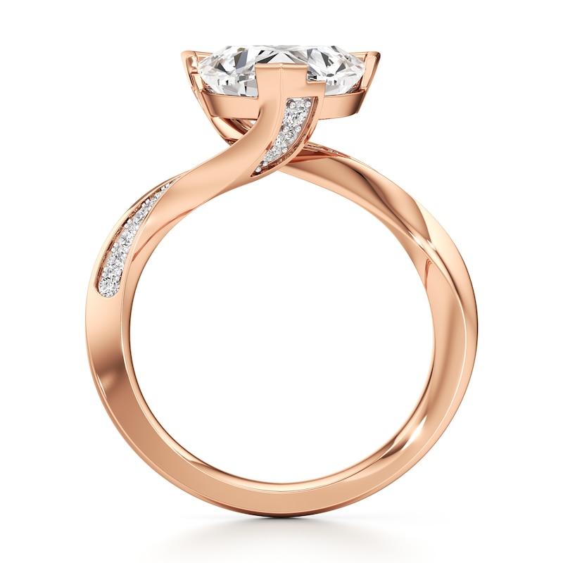 Main Image 2 of J'Lure Trillion Curved Brilliant-Cut Lab-Created Diamond Bypass Engagement Ring 3-1/5 ct tw 18K Rose Gold