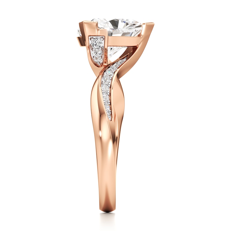 Main Image 3 of J'Lure Trillion Curved Brilliant-Cut Lab-Created Diamond Bypass Engagement Ring 3-1/5 ct tw 18K Rose Gold