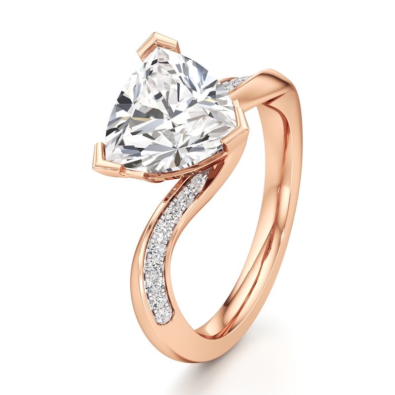 Main Image 4 of J'Lure Trillion Curved Brilliant-Cut Lab-Created Diamond Bypass Engagement Ring 3-1/5 ct tw 18K Rose Gold