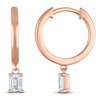 Thumbnail Image 1 of Emerald-Cut Lab-Created Diamond Solitaire Dangle Hoop Earrings 1/2 ct tw 14K Rose Gold (SI2/F)